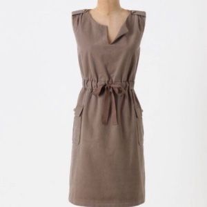 Anthro Coquille Tan Brown Attention To Detail Pocket Mini Sheath Dress S